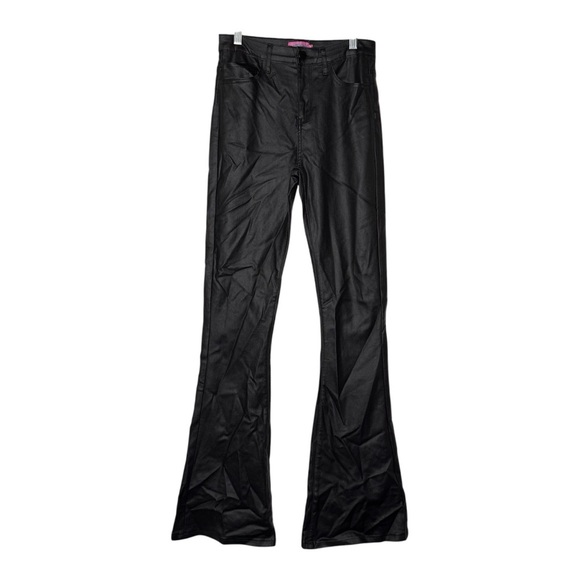 Edikted Faux Leather Pants Black Flare Leg High Rise Size Medium - Picture 1 of 7